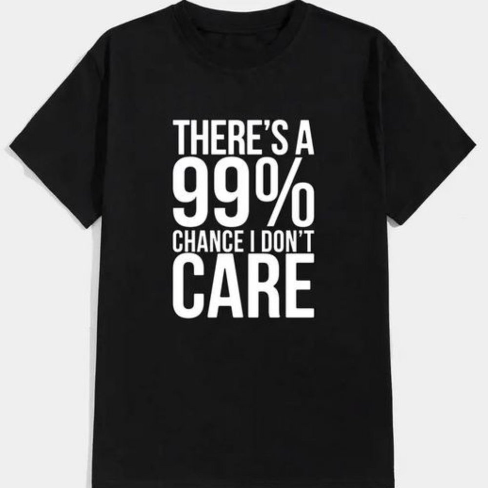 Men's Large Casual "Care" Print Crew Neck Short Sleeves T-Shirt NWOT